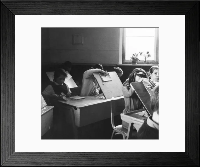 Framed Print : Schoolgirls in Class Framed Print : Schoolgirls in Class