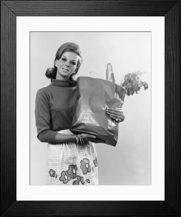 Framed Print : Housewife with Shopping Framed Print : Housewife with Shopping
