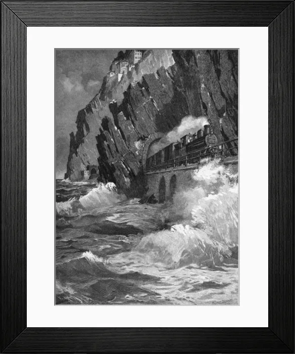 Framed Print : Train on French Riviera Framed Print : Train on French Riviera