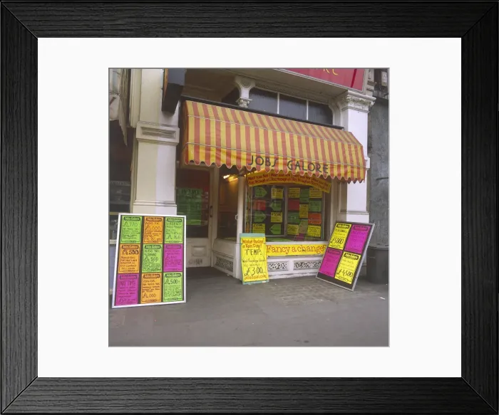 Framed Print : JOB SHOP. A Job Finding shop, an early form of employment agency Framed Print : JOB SHOP. A Job Finding shop, an early form of employment agency