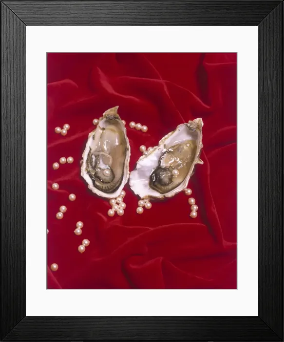 Framed Print : Oyster Shell and Pearls