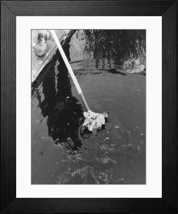 Framed Print : Cleaning a Garden Pond Framed Print : Cleaning a Garden Pond