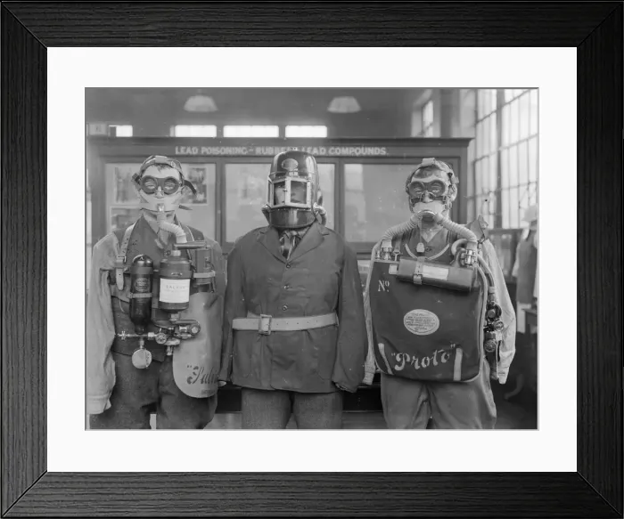 Framed Print : Industrial Gas Masks Framed Print : Industrial Gas Masks