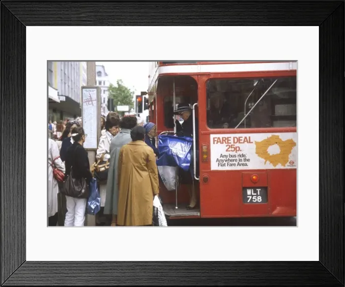 Framed Print : Getting on a Bus 1981 Framed Print : Getting on a Bus 1981
