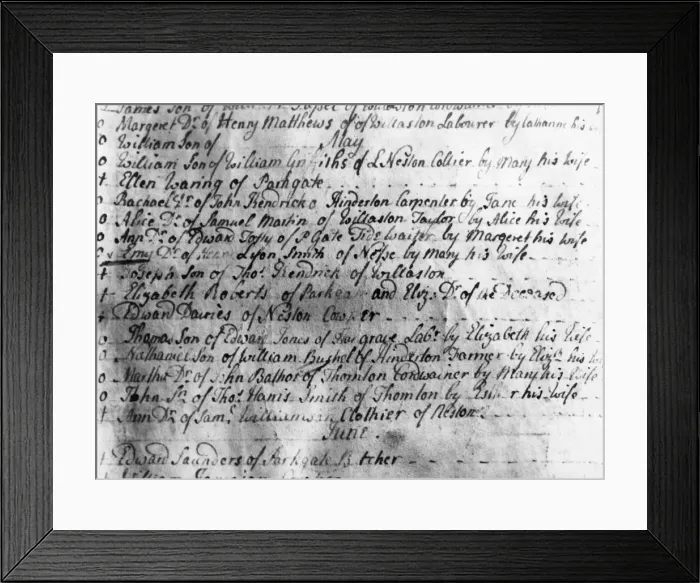 Framed Print : Birth Register 1760S Framed Print : Birth Register 1760S