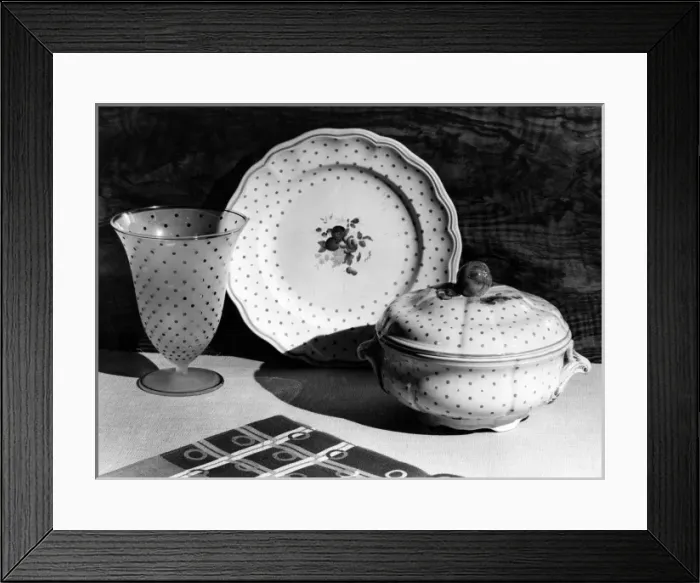 Framed Print : Spotted Dinner Ware Framed Print : Spotted Dinner Ware