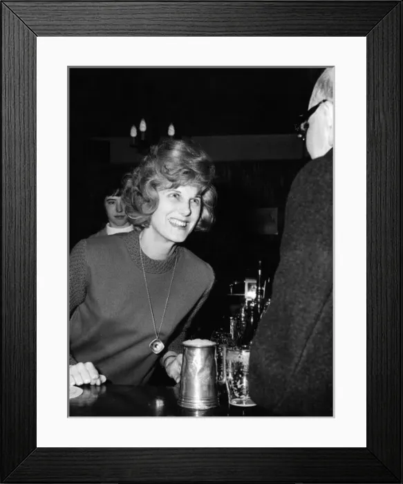 Framed Print : Barmaid Grins & Bears It Framed Print : Barmaid Grins & Bears It