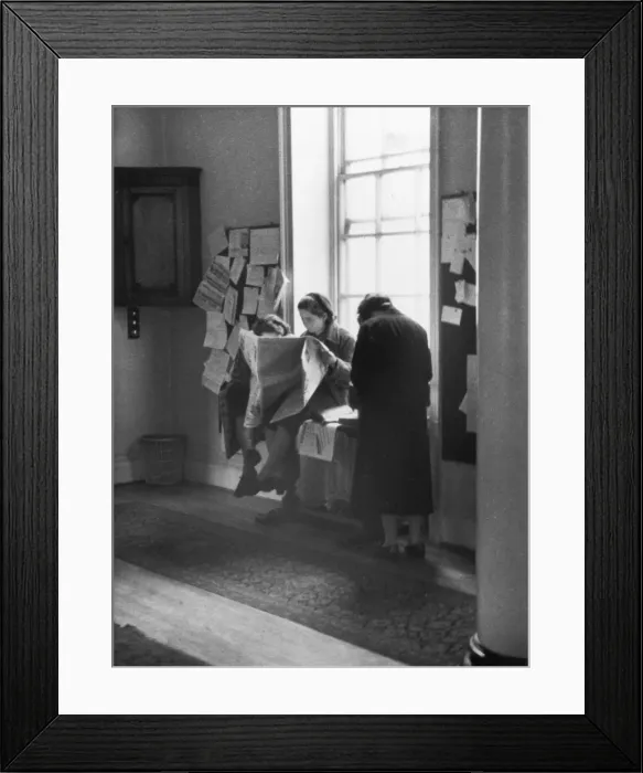 Framed Print : Girls Reading War News Framed Print : Girls Reading War News