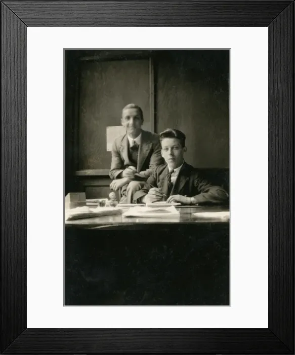 Framed Print : Two young clerks in an office Framed Print : Two young clerks in an office