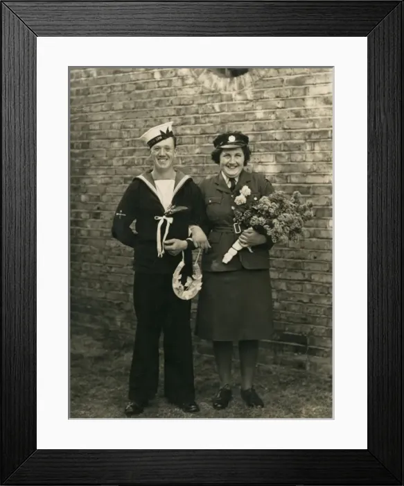 Framed Print : Wartime wedding in uniform Framed Print : Wartime wedding in uniform