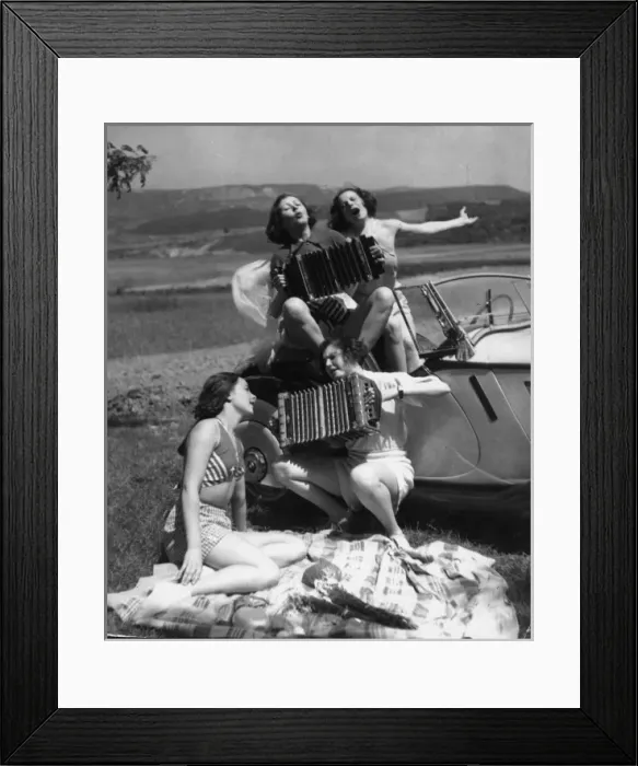 Framed Print : Accordion Picnic Girls Framed Print : Accordion Picnic Girls