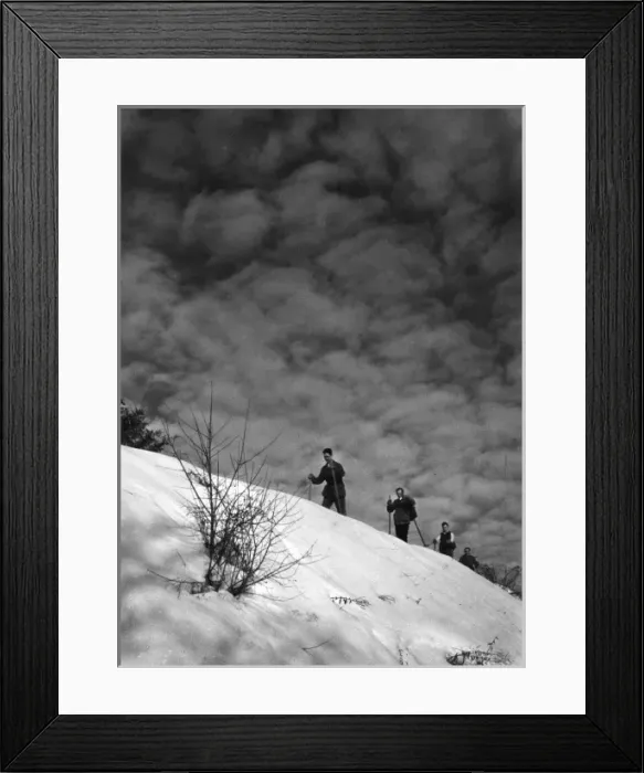 Framed Print : Ascending Skiers Framed Print : Ascending Skiers