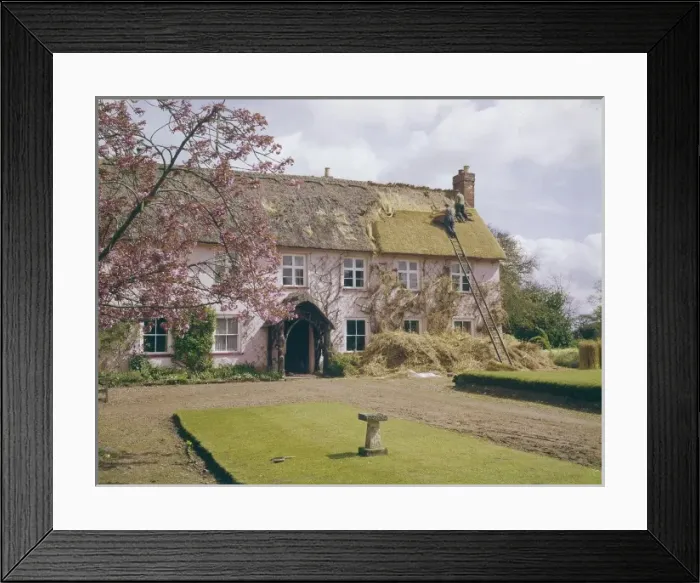 Framed Print : Thatching a Roof