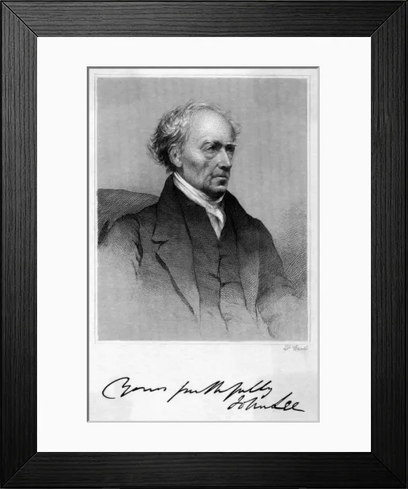 Framed Print : JOHN LEE Scientist and collector with his autograph Date: 1783 - 1866 Framed Print : JOHN LEE Scientist and collector with his autograph Date: 1783 - 1866