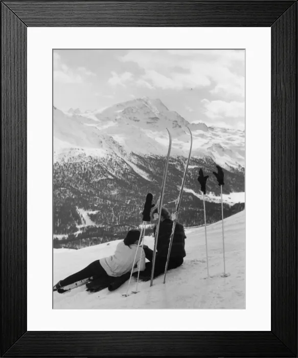 Framed Print : Resting Skiers Framed Print : Resting Skiers