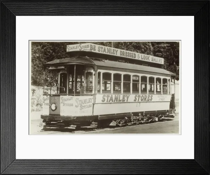 Framed Print : New Zealand - Tramcar advertising Stanley Stores Framed Print : New Zealand - Tramcar advertising Stanley Stores