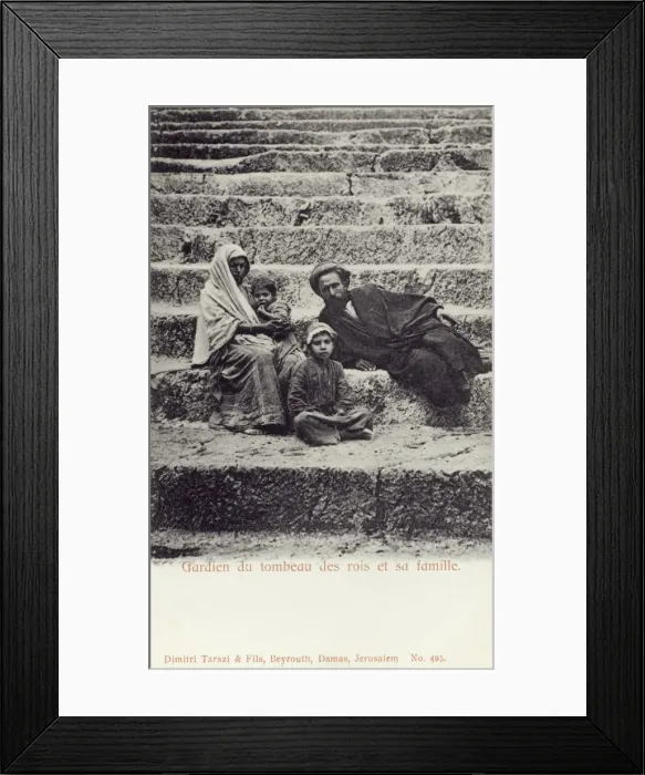Framed Print : Guardian of the Tombs of the Kings and his family - Jerusale Framed Print : Guardian of the Tombs of the Kings and his family - Jerusale