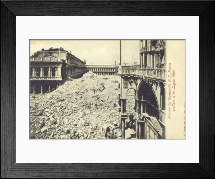 Framed Print : Collapse of the Campanile in St Marks Square, Venice Framed Print : Collapse of the Campanile in St Marks Square, Venice