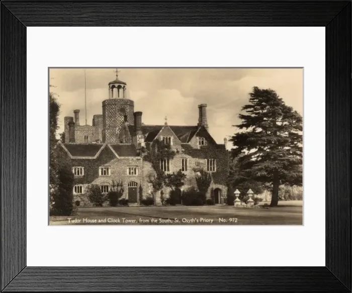 Framed Print : Tudor House and Clock Tower, St Osyths Priory, Essex Framed Print : Tudor House and Clock Tower, St Osyths Priory, Essex
