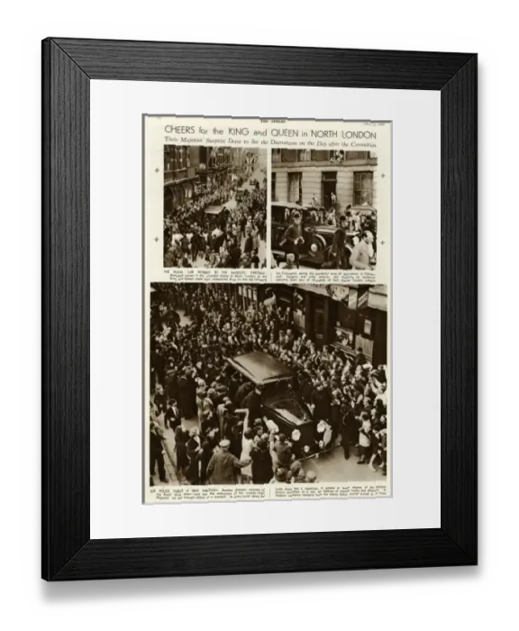 Framed Print : Cheers for King George VI and Queen Elizabeth in London Framed Print : Cheers for King George VI and Queen Elizabeth in London
