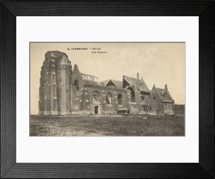 Framed Print : Belgium - Zeebrugge - Damaged church Framed Print : Belgium - Zeebrugge - Damaged church