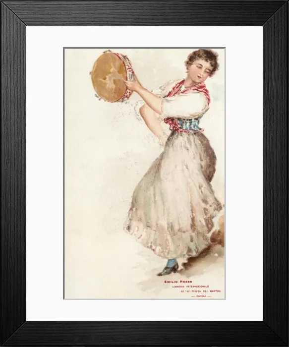 Framed Print : Italy - Pretty Italian girl playing tamborine Framed Print : Italy - Pretty Italian girl playing tamborine