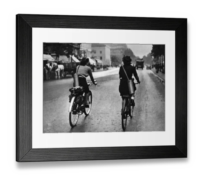 Framed Print : Cycling with gas masks in WWII Framed Print : Cycling with gas masks in WWII