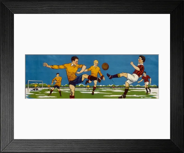 Framed Print : Decorative frieze - football in the snow Framed Print : Decorative frieze - football in the snow