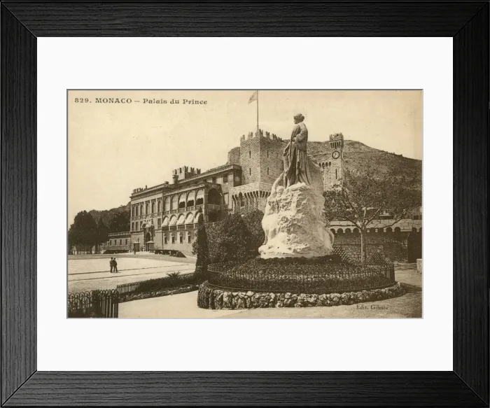 Framed Print : Monaco - Statue of Albert I with the Palace Framed Print : Monaco - Statue of Albert I with the Palace