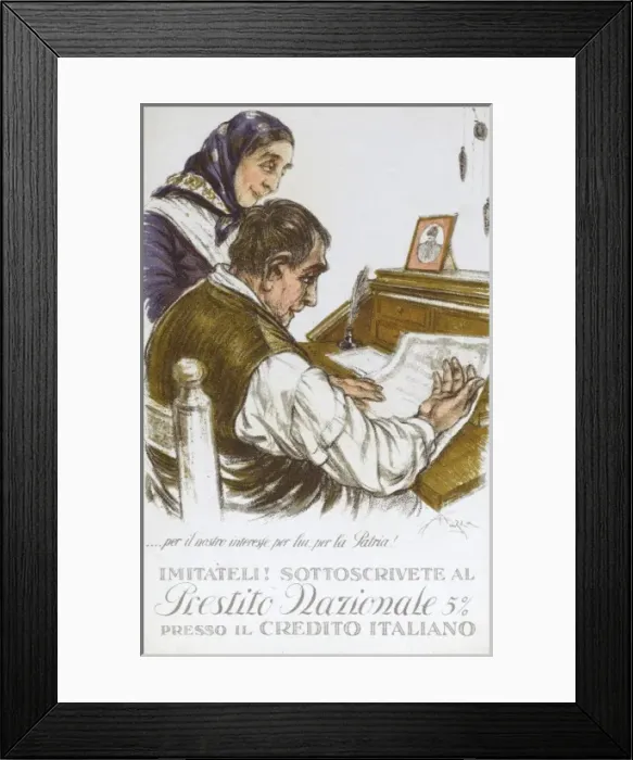 Framed Print : Italian Patriotic Card - Bank Loans / Savings Framed Print : Italian Patriotic Card - Bank Loans / Savings