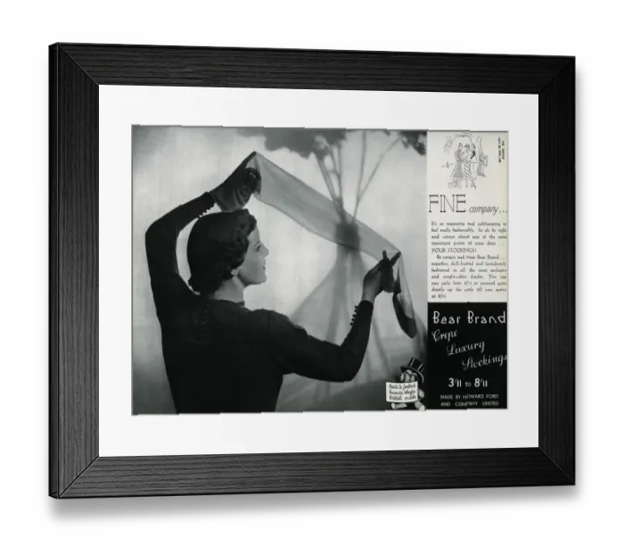 Framed Print : Advert for Stockings by Bear Brand 1937 Framed Print : Advert for Stockings by Bear Brand 1937