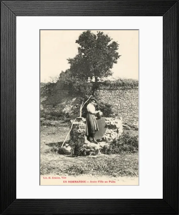 Framed Print : Young Woman at the well - Normandy Framed Print : Young Woman at the well - Normandy
