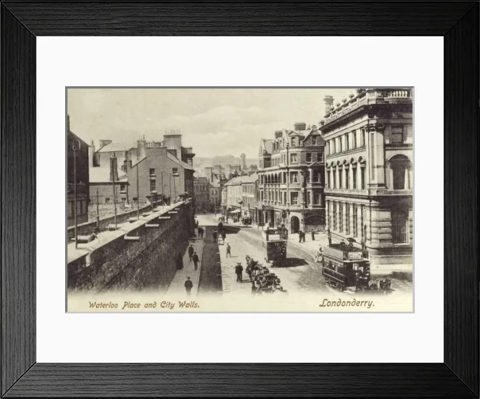 Framed Print : Waterloo Place and the City Walls, Londonderry Framed Print : Waterloo Place and the City Walls, Londonderry