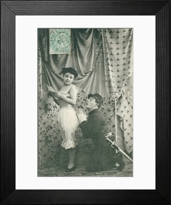 Framed Print : French couple seduction sequence Framed Print : French couple seduction sequence