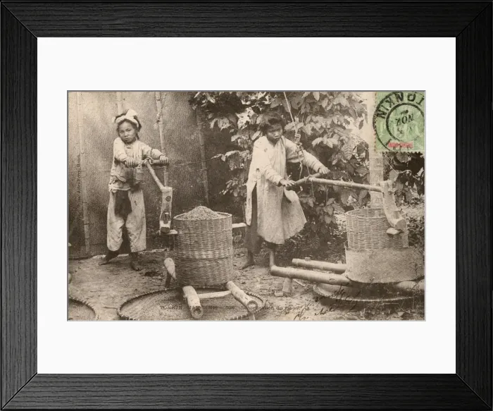 Framed Print : Vietnam, Hanoi - Rice Husking Framed Print : Vietnam, Hanoi - Rice Husking