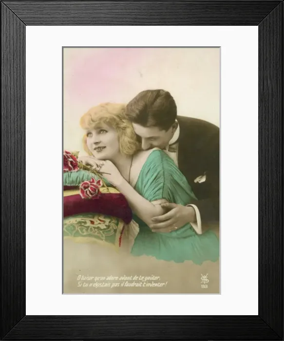 Framed Print : French couple in romantic scene Framed Print : French couple in romantic scene