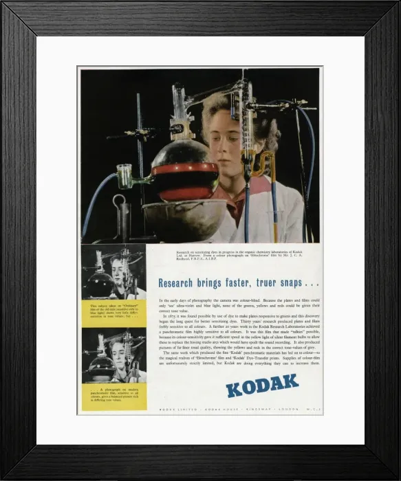Framed Print : Advert for Kodak - faster, truer snaps Framed Print : Advert for Kodak - faster, truer snaps