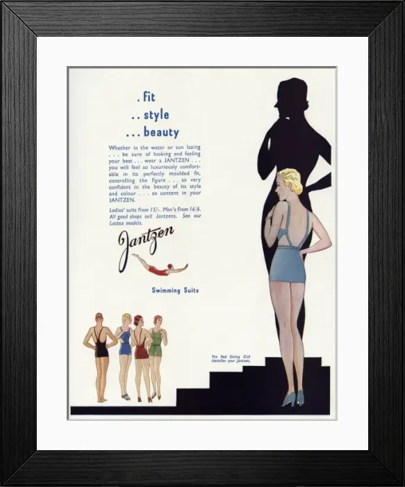 Framed Print : Advert for Jantzen swimming suits 1934 Framed Print : Advert for Jantzen swimming suits 1934