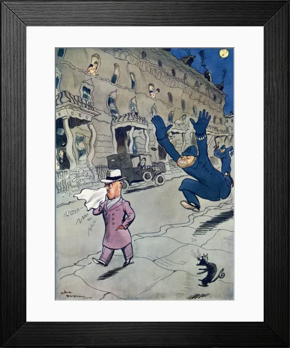 Framed Print : The Man Who Blew His Nose In A Silence Zone, by H. M. Batem Framed Print : The Man Who Blew His Nose In A Silence Zone, by H. M. Batem