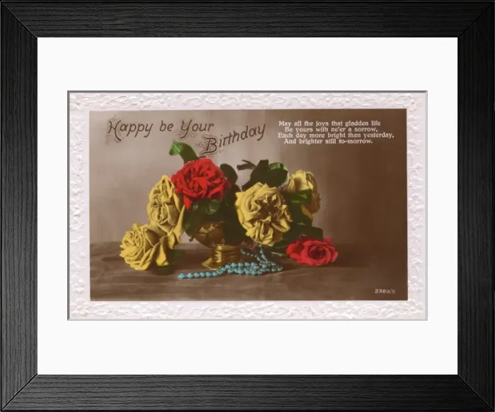 Framed Print : Birthday card with red and yellow roses Framed Print : Birthday card with red and yellow roses