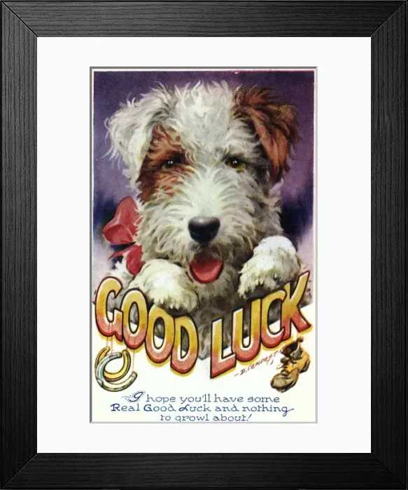 Framed Print : Dog Good Luck Card Framed Print : Dog Good Luck Card