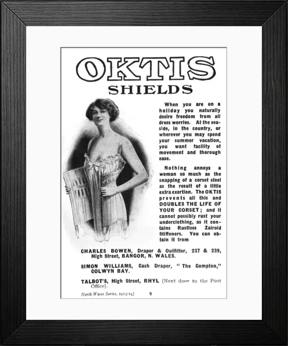 Framed Print : Advertisement for Oktis Corset Shields Framed Print : Advertisement for Oktis Corset Shields