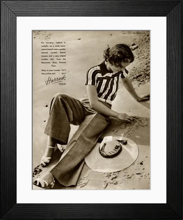 Framed Print : Advertisement for Harrods beachwear Framed Print : Advertisement for Harrods beachwear
