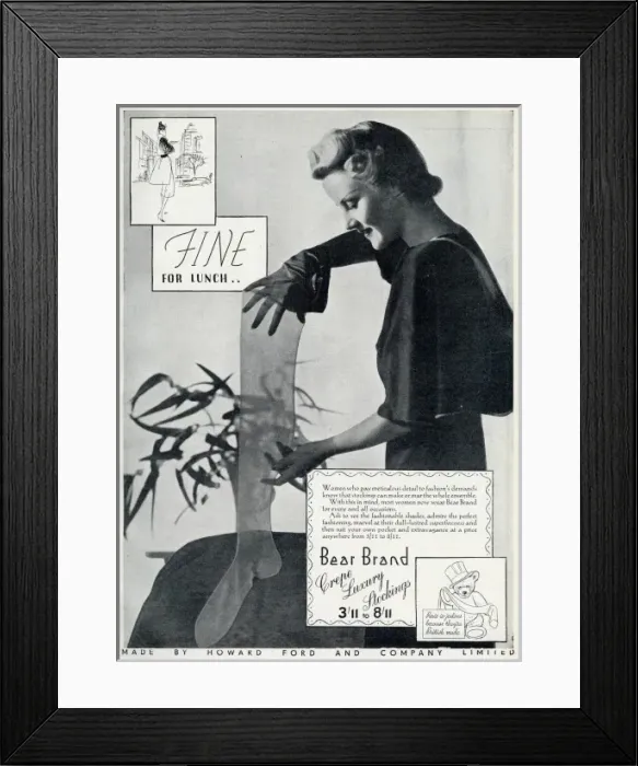 Framed Print : Advert for Stockings by Bear Brand 1937 Framed Print : Advert for Stockings by Bear Brand 1937