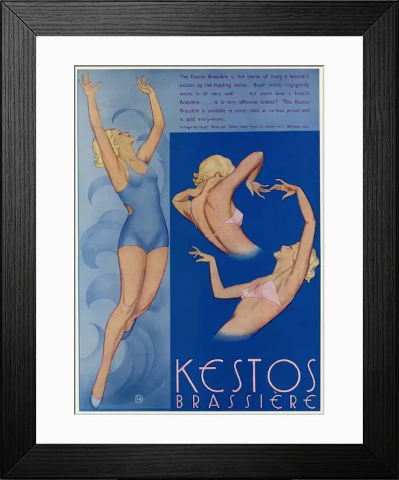 Framed Print : Advert for Kestos brassiere 1934 Framed Print : Advert for Kestos brassiere 1934