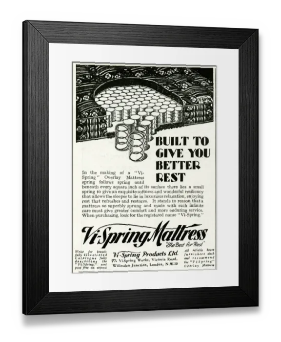 Framed Print : Advert for Vi-Spring Mattress 1931 Framed Print : Advert for Vi-Spring Mattress 1931