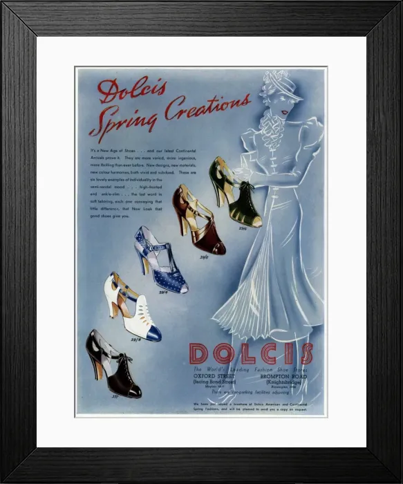 Framed Print : Peep and closed toe sandlals 1937 Framed Print : Peep and closed toe sandlals 1937