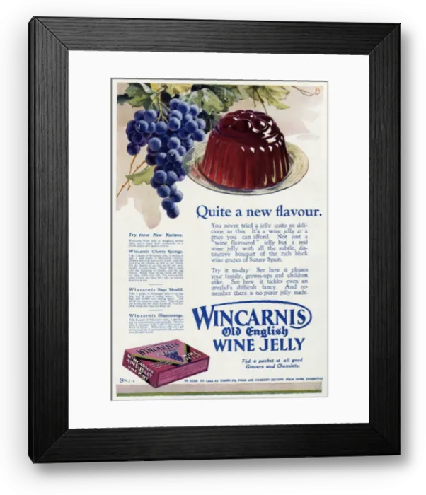 Framed Print : Advert for Wincarnis old English wine jelly 1931 Framed Print : Advert for Wincarnis old English wine jelly 1931