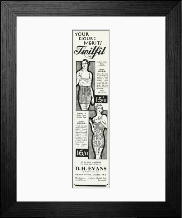 Framed Print : Advert for Twilfit corsets 1931 Framed Print : Advert for Twilfit corsets 1931