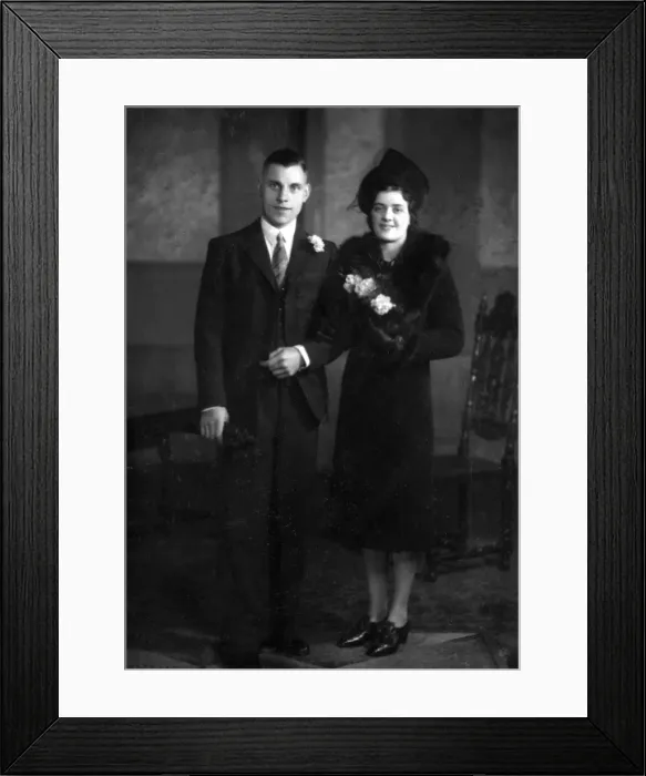 Framed Print : Wedding couple in dark clothes Framed Print : Wedding couple in dark clothes